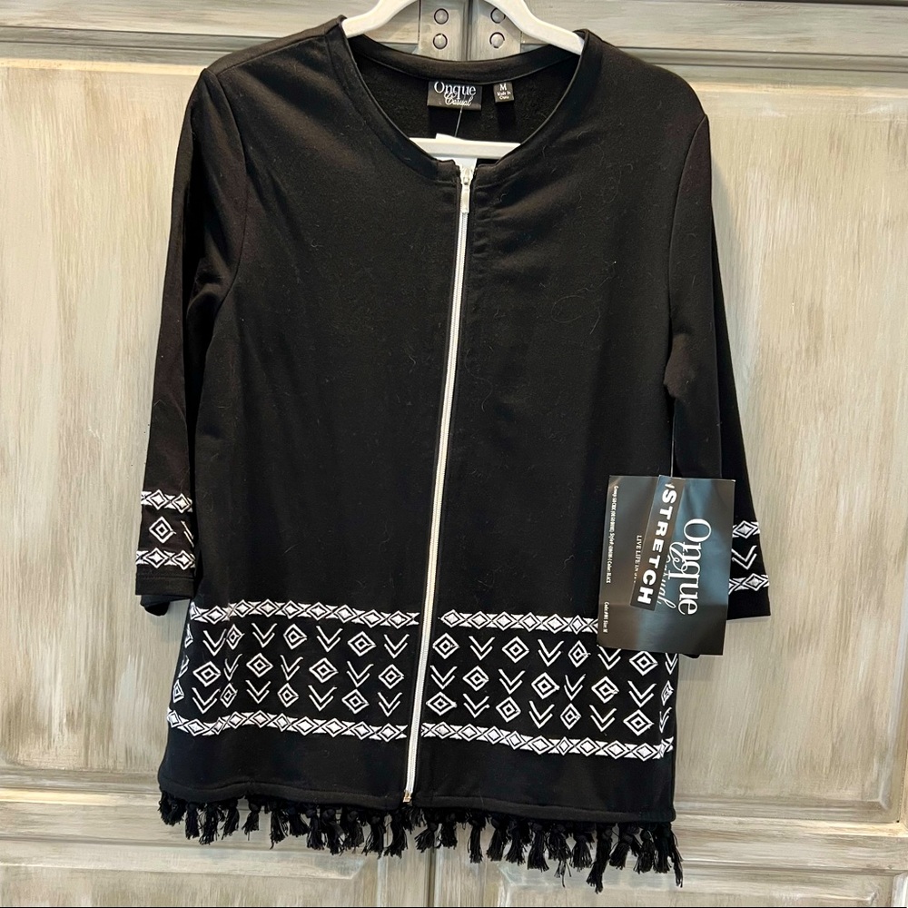 NWT Zip Front Jacket/Blazer w/ Fringe Size Medium